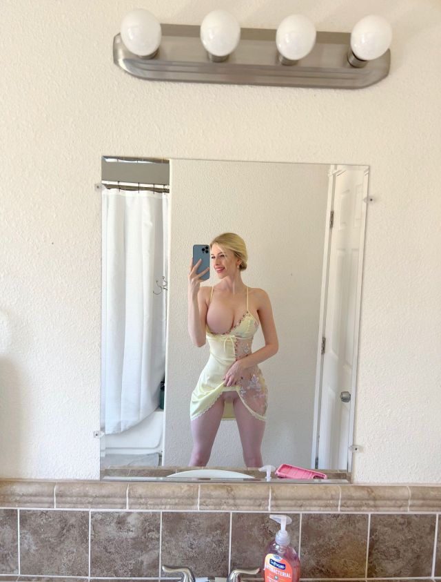 Perfect Blonde Twitch Streamer Msfiiire Posing In Skintight Dresses