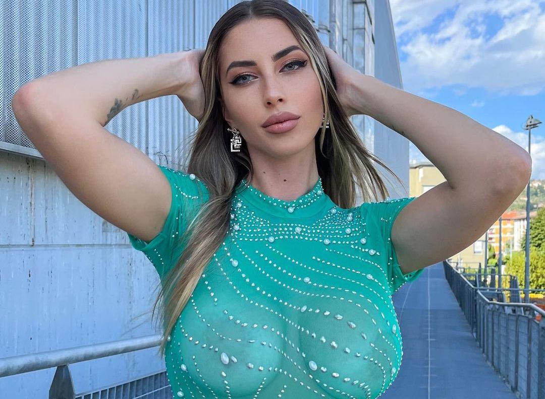 Italy Blonde Eva Menta Show Off Her Supersexy Body In Sheer Blouse